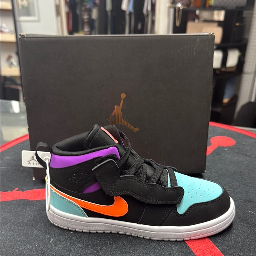 Jordan Black and Orange High-Top Sneakers